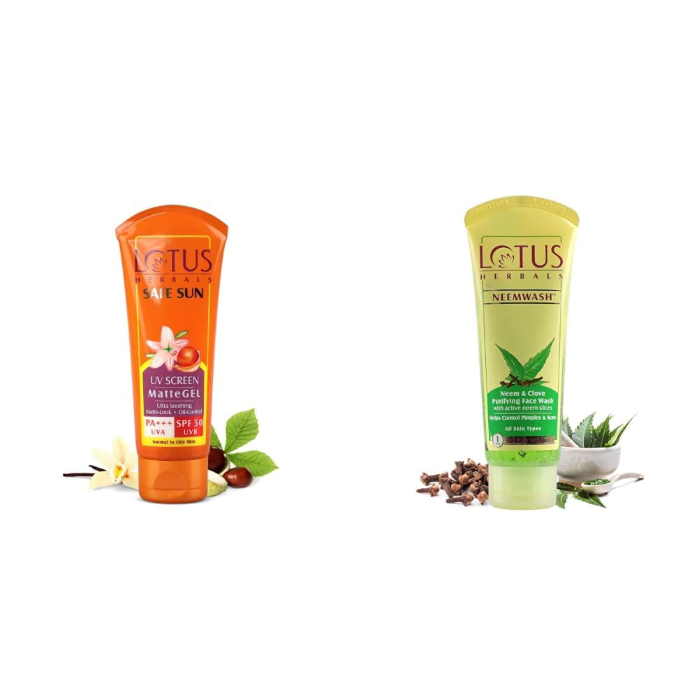 Lotus Herbals Safe Sun UV Screen Matte Gel, SPF 50, 100g And Lotus