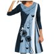 thumbnail image 1 of Vestido de manga larga con cuello de doble capa y botón de costura estampado suelto para mujer Fridja nbo405, 1 of 5