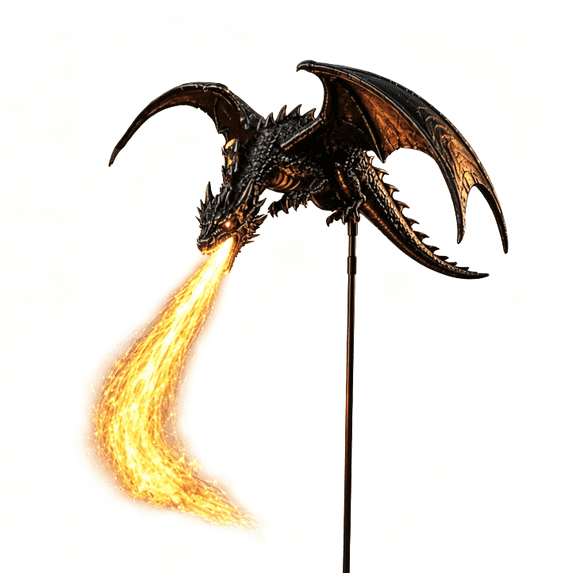 Dragon Fire Solar Garden Stake Light, Mythical Breathing Flame Glowing Art Ornament for Lawn Pathway Flower Bed Patio Yard Outdoor Night Landscape Decoration