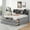 Light Grey, variant on Full Size Wooden Captain Bed with Bookshelves, 3 Drawers and Trundle - Classic Antique Brown Storage Bed for Guest Room, Small Space, White