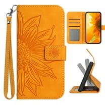 Dteck for iPhone XR Case Wallet for Women Men Durable Embossed PU Leather Magnetic Folio Flip Stand Wrist Strap Card Holder Shockproof Phone Case,Yellow