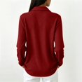 thumbnail image 4 of Waffle Knit Tops for Women Long Sleeve Collared Work Golf Polo Shirt 2XL, 4 of 7
