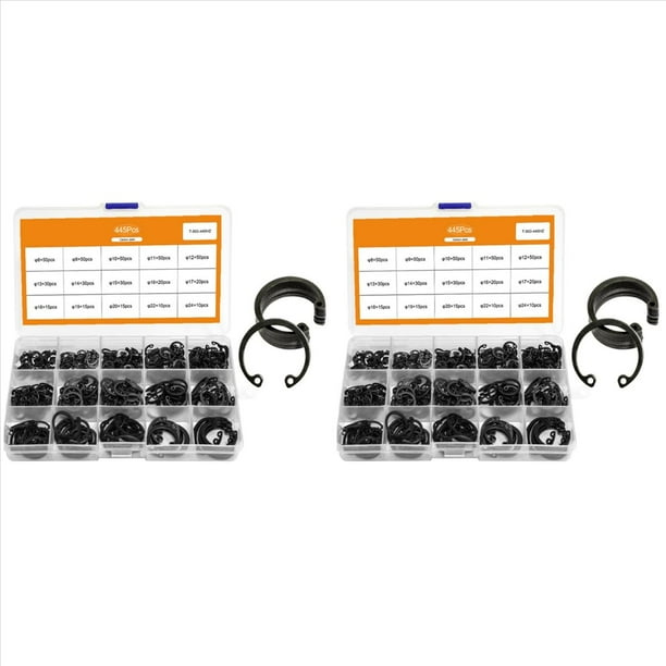 890 Piezas C Tipo Anillo de Retención Interno Kit Surtido de Anillos de Retención para Anillos de Retención de Anillo de Agujero Negro