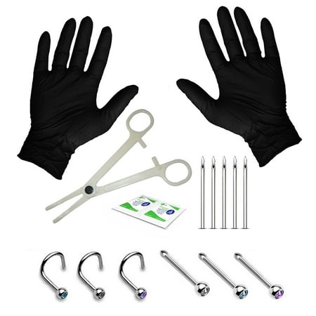 - BodyJ4You 15PC Professional Piercing Kit 18G Nose Screw Rings Studs Stainless Steel Body Jewelry
