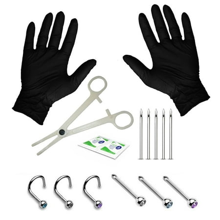 BodyJ4You 15PC Professional Piercing Kit 18G Nose Screw Rings Studs Stainless Steel Body (Best Diamond Nose Stud)