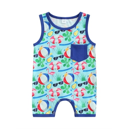 

Bagilaanoe Newborn Baby Boys Summer Jumpsuit Print Sleeveless Bodysuit 3M 6M 12M 18M Infant Casual One Piece Romper