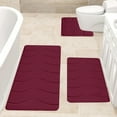 thumbnail image 5 of Velvet Fleece Foam Bath Mat Set with Non Slip Rubber Backing 3 Piece Universal Size 16x24in 16x20in 15x17in Machine Washable Water Absorbent Quick Dry for Bathroom Floor, 5 of 6