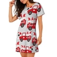 thumbnail image 2 of Fotbe Gnomes On The Car Bata de Dormir para Mujer con Estampado, Camisón de Algodón de Manga Corta, Ropa de Dormir Casual, 2 of 6