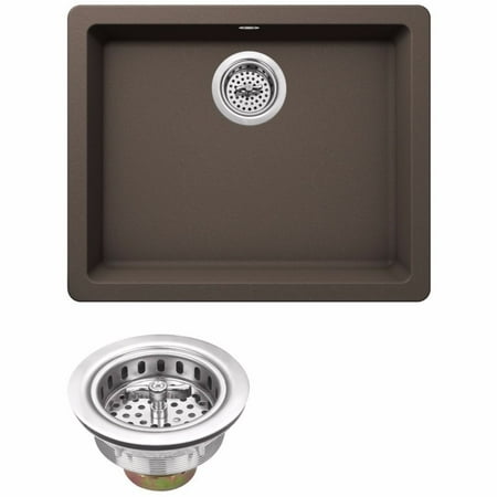 Drop In Single Bowl - Cahaba CA344SB22-M Quartz Topmount / Drop In Single Bowl Kitchen Sink, 21 2/3” x 17” with Twist and Lock Strainer