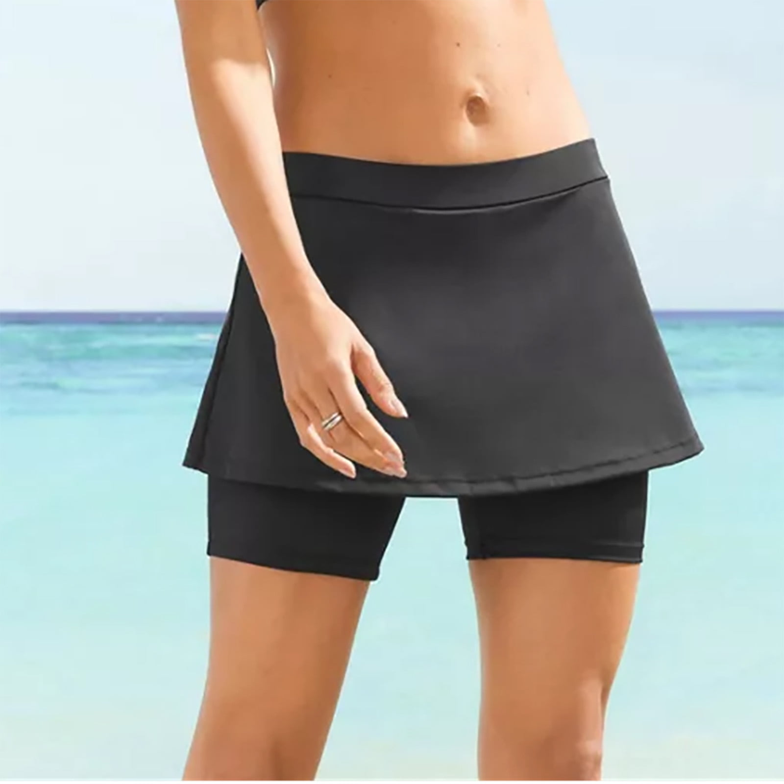 Women's High Waisted Swim Skirt Tulip Hem Shirring Swimsuit Bikini Bottoms  - Walmart.com