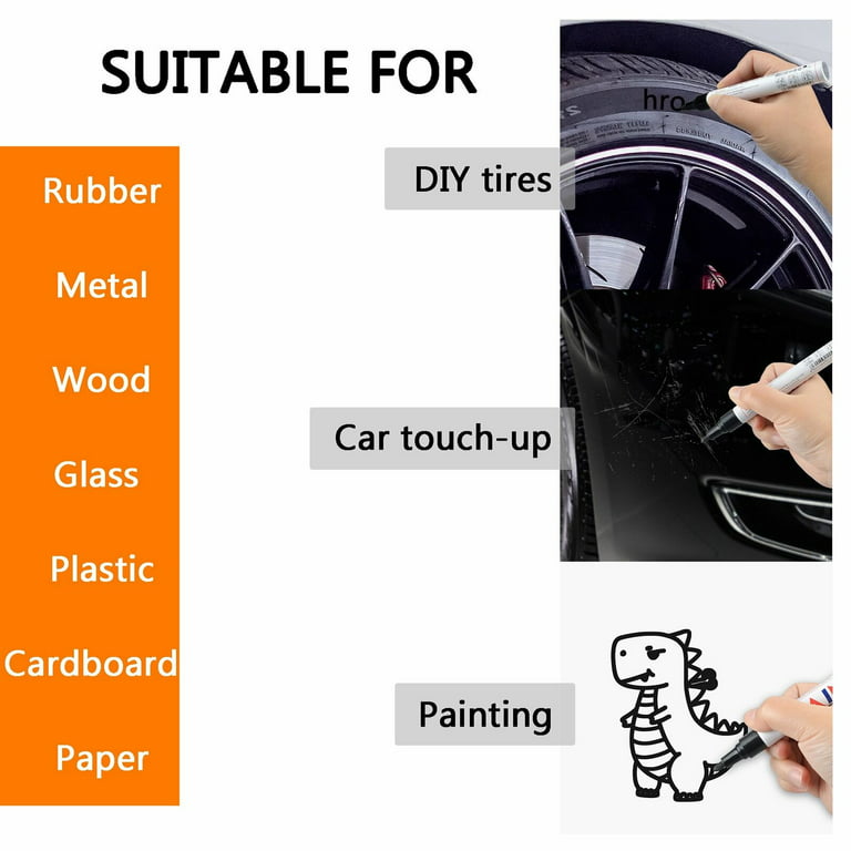  3pc White Paint Pen Marker Waterproof Permanent Car Tire  Lettering Rubber Letter : Automotive