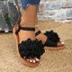 thumbnail image 2 of Sandalias Planas con Correas de Tobillo Moda Casual Primavera Y Verano Desgaste Exterior Redondo Dedo Del Pie Abierto Dedo Del Pie Espalda Elástica Sandalias Planas, 2 of 9