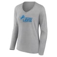 thumbnail image 2 of Women's Heather Gray Detroit Lions Logo Team Lockup Long Sleeve V-Neck T-Shirt, 2 of 3