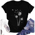 thumbnail image 3 of Hauts d'Été pour Femmes, Blouses Décontractées Élégantes 2024, T-Shirts à Manches Courtes Imprimés, Col Rond, Ample, Noir, 3 of 5