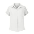 thumbnail image 3 of Mgmyaa Womens Button Down Shirts Casual Short Sleeve Dress Shirt Textured Collared Summer Work Blouse Tops, 3 of 5