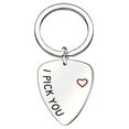 thumbnail image 1 of I Pick You Keychain. Engraved Guitar pick Steel Key Chain, 1 of 1