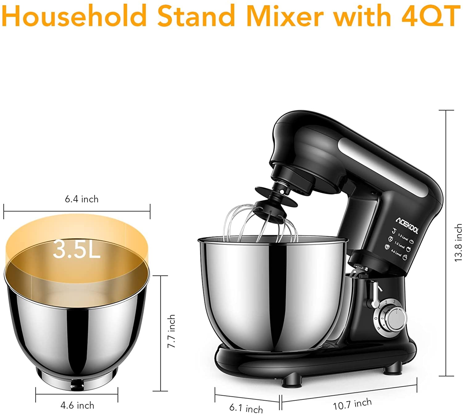 Best Deal for Stand Mixer, 4QT 300W Household Small Food Mixers