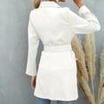 thumbnail image 5 of Odeerbi Blazer for Women Blazer Coats Spring And Autumn Lapel Solid Color 2025 Long Sleeve Buttoned Long Belted White, 5 of 6