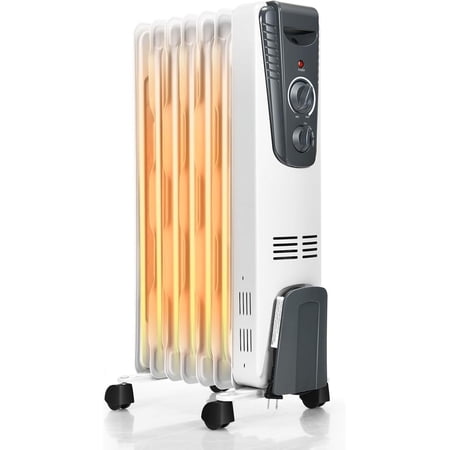 ORALNER Oil Filled Radiator Heater, 1500w Electric Space Heaters for Indoor Use, Portable Radiant Heater with Adjustable Thermostat, 3 Heat Settings, Quiet Working, Overheat & Tip-Over Protection