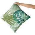 thumbnail image 6 of Tropical Green Leaf Pillowcovers Summer Palm Tree Leaves Throw Pillow Covers Hawaiian Summer Leaf Theme Cushion Case for Sofa Home Decor Bedroom Living Room Outdoor 20 x 20 Inches Set of 2, 6 of 6