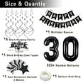 thumbnail image 3 of FL Birthday Decorations for Men Women, Black White and Silver Happy  Party Decor Set with 25 Number Foil Balloons, Banner, Cake Topper for Him Her, 3 of 7