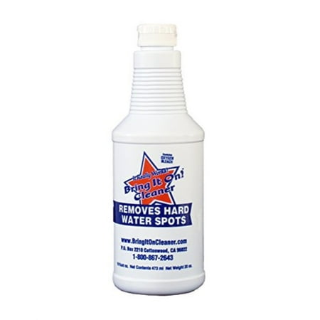 grout cleaner, hard water stain remover, remove spots on shower door, clean tile, fiberglass, windows, grout lines bring it on cleaner 16