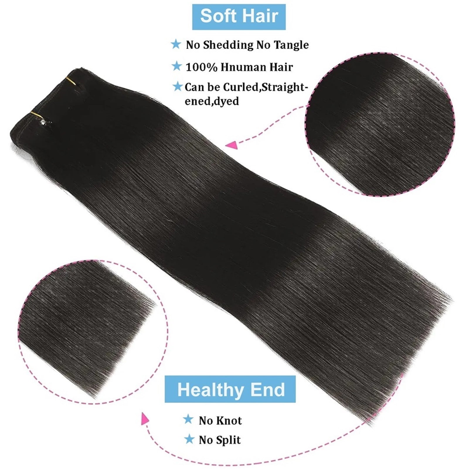 Straight Human Hair Clip in Hair Extensions 100% Unprocessed Full Head Brazilian Virgin Hair