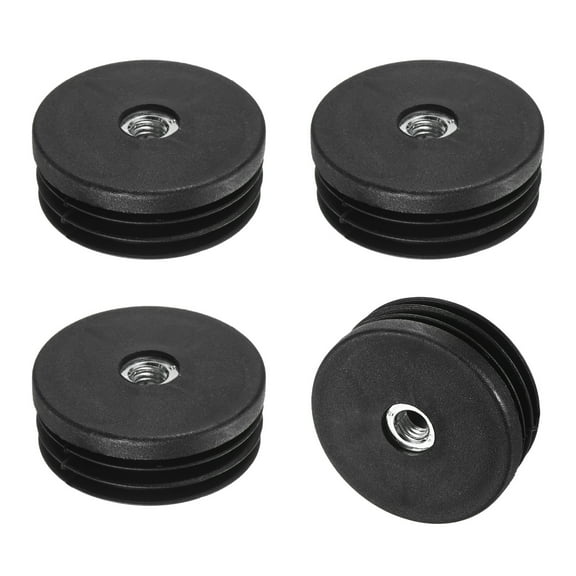 Uxcell 4-Pack Inserts for Round Tubes with M8 Thread, 2" (50mm) OD Plastic Tube Insert for Chair/Table/Caster, Tubing End Cap