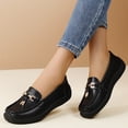 thumbnail image 5 of Domzle Women's Comfortable & Lightweight Faux Leather Penny Loafers Slip-Ons Cute Business Casual Dress Shoes Work Office Flats Everyday Walking Shoes Driving for Women Black, 5 of 8