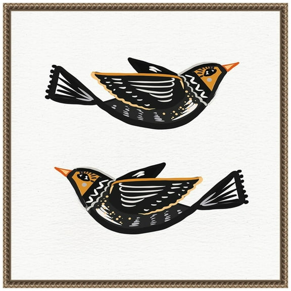 Amanti Art Migration Folk Birds Framed Canvas Wall Art Print