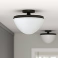 thumbnail image 2 of Evelyn&Zoe 12" Matte Black Metal/Glass Semi Flush Mount, 2 of 6