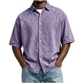 thumbnail image 3 of RongHuan Button Down Shirts for Men Casual Short Sleeve Cotton Shirt Summer Beach Outdoor Tops with Pocket, 3 of 8