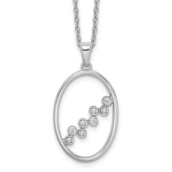 Primal Silver Sterling Silver Polished 0.03 Cttw Diamond Necklace