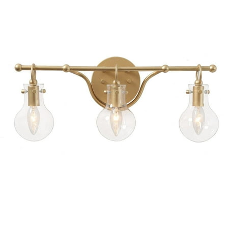 

LNC 3-Light Gold Round Clear Glass Shade Modern/Contemporary Bathroom Vanity Lighting Fixutre 20 Lx8.5 Hx6 D