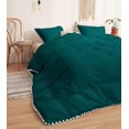 thumbnail image 4 of DNG Creations 1 Piece White Pom Pom Duvet Cover with Zipper Closure, 100% Egyptian Cotton, 800 Thread Cotton ( Full/Queen - Solid Teal ), 4 of 5