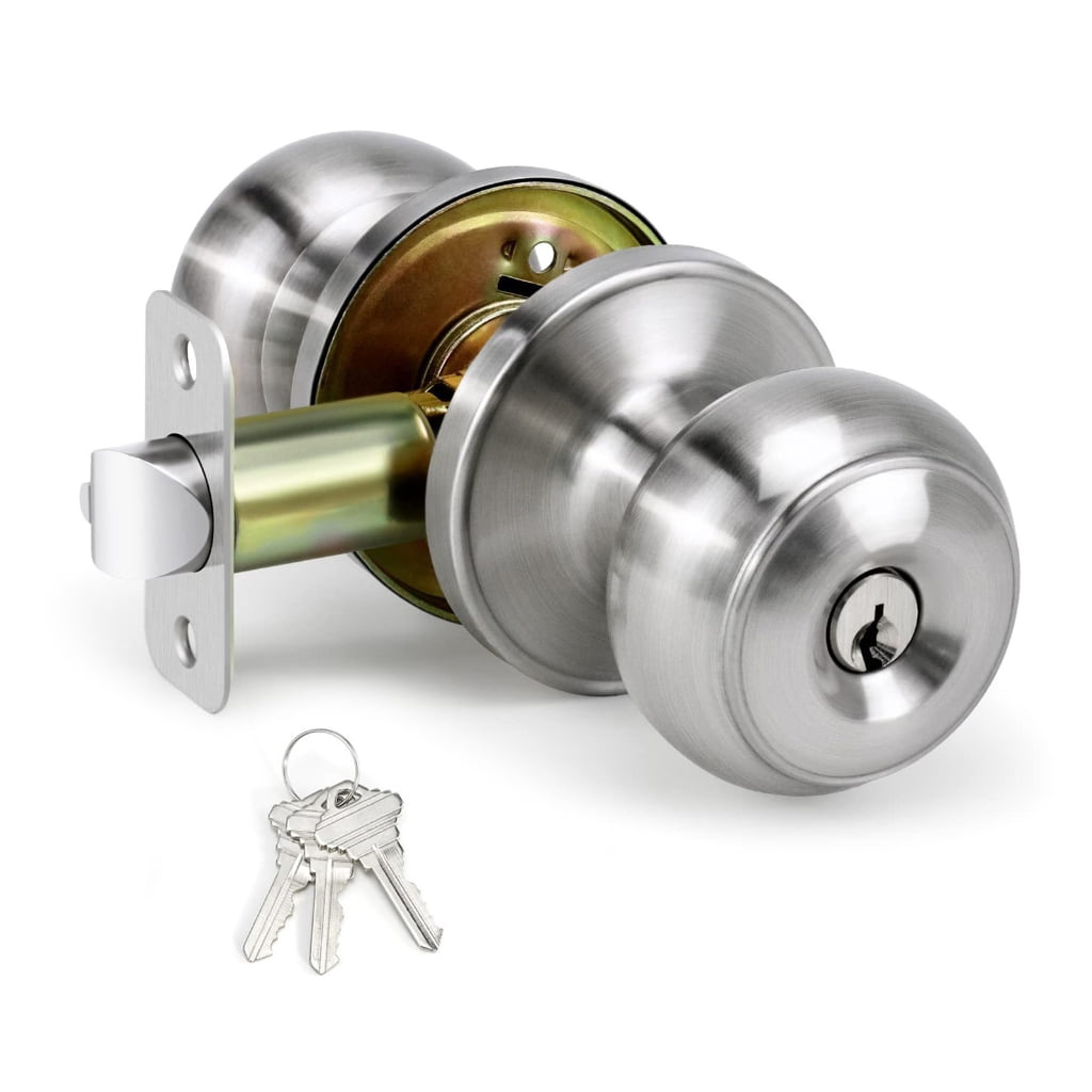 Zinc Alloy Round Door Knobs Knobset Entrance Lock Interior Door Handles for Hallway, Closet, Bathroom Easy to Install
