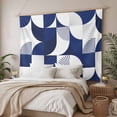 thumbnail image 3 of Navy Blue Geometric Tapestry for Bedroom Wall Hanging Tapestry, Middle Century Modern Abstract Art Ceiling Backdrop Tapestries Poster Blanket Wall Decor for Teens Room Living Room Dorm 55" x 73", 3 of 8