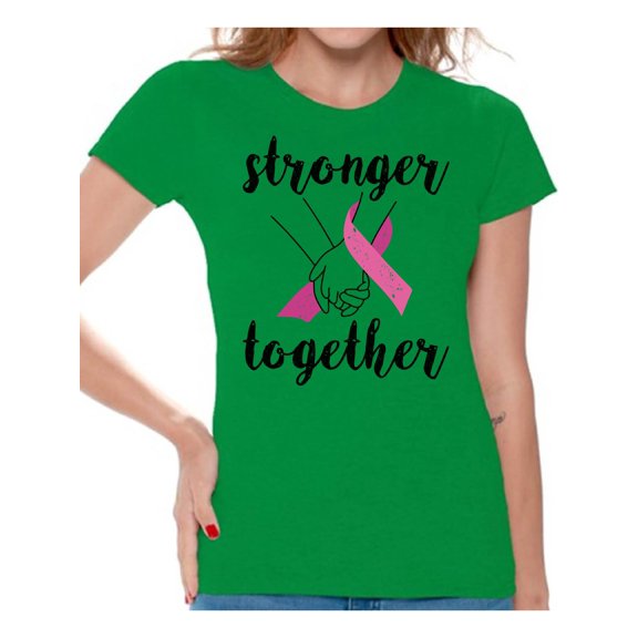 Awkward Styles Breast Cancer T-Shirt Stronger Together T Shirts for Women