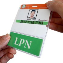 20 Pack - LPN BadgeBottom Horizontal LPN Badge Buddy & LPN Badge Holder Combo - Heavy Duty 2 in 1 Badge Bottom I’D Nursing Accessories - Double Sided Clear Sleeve by Specialist ID