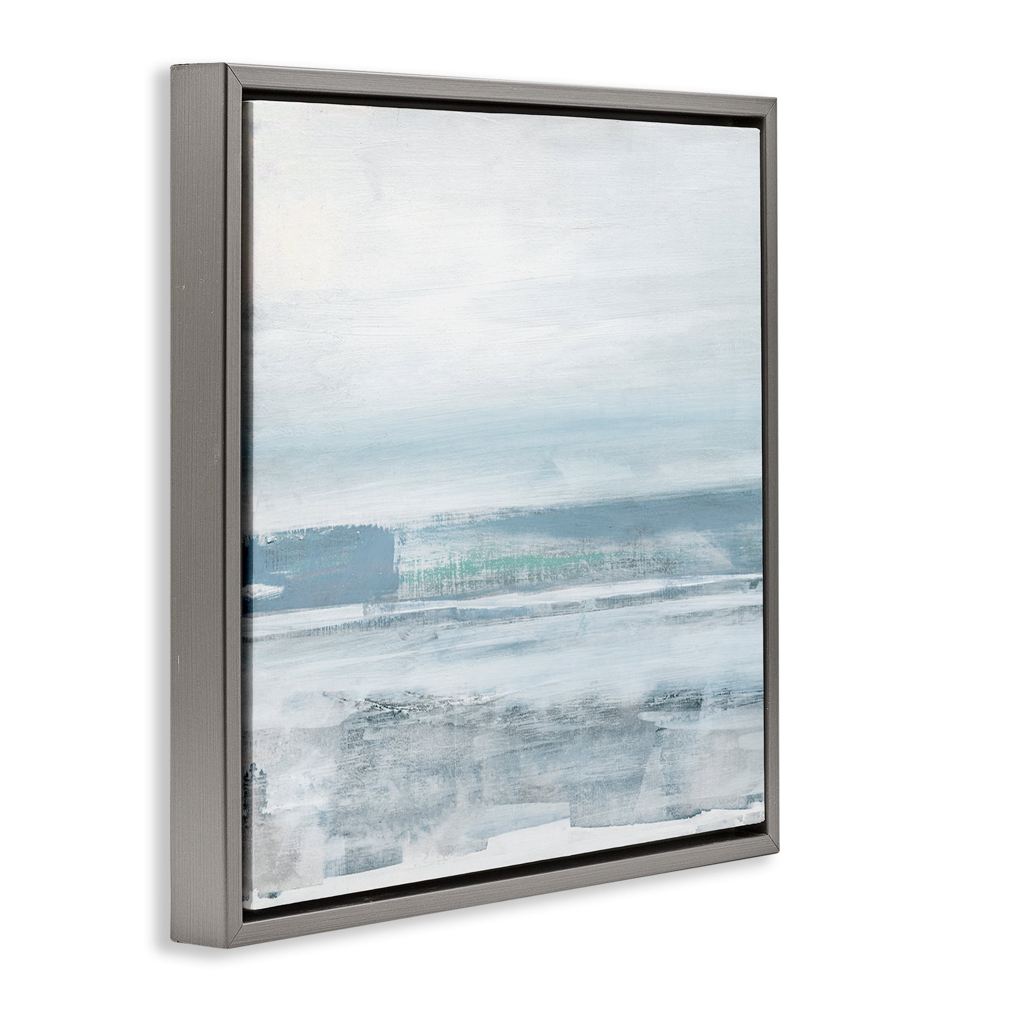 Stupell Industries Stormy Blue Grey Ocean Abstract Painting Gray Floater Framed Canvas Art Print Wall Art, 18 x 18