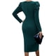 thumbnail image 3 of Vestido Midi de Fiesta para Mujer, Cuello Redondo, Color Liso, Abertura Lateral, Corte Ajustado, Larga Verde Oscuro L, 3 of 7