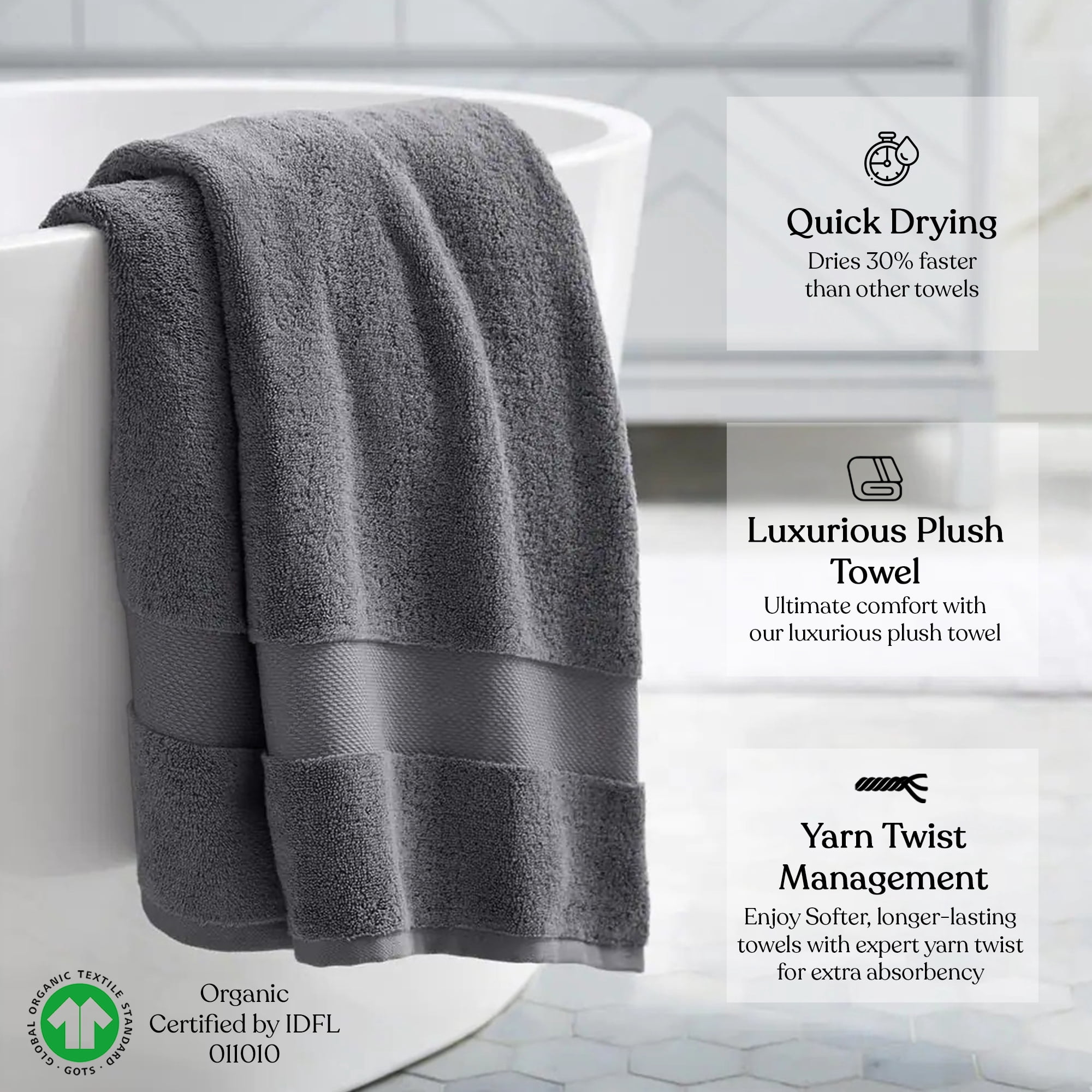 A1 Home Collections 100% Organic Cotton 700 GSM Plush Feather Touch Quick Dry Bath Sheet, GOTS Certified, Oeko-Tex Green Certified, Organic Cotton Bath Sheet