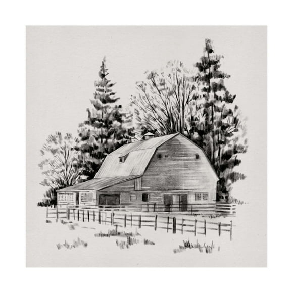 Emma Caroline 'Distant Barn Sketch I' Canvas Art