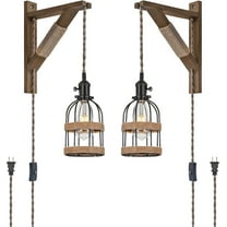 KEESFU Farmhouse Dimmable 2-Light Plug-in Wall Sconces with Bowl Shade 2 Count