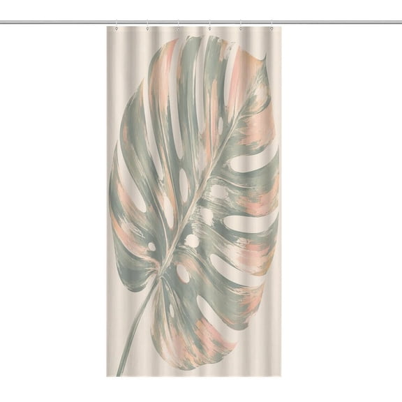 RKSupls Waterproof Shower Curtain, Monstera Leaf Watercolor Art Polyester Shower Curtain with Hooks for Chic Elegant Home Bathtub Bathroom Decor Washable