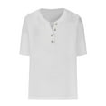 thumbnail image 3 of Mittory Womens Summer Tops Casual Waffle Knit Short Sleeve Henley Shirts Oversized 1/4 Button Neck Tunic Blouses, 3 of 3