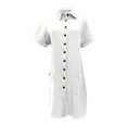 thumbnail image 3 of Meichang Shirt Dresses for Women Cotton Short Sleeve Collar Button Down Dress Petite Summer Tshirt Dresses with Pockets, 3 of 6
