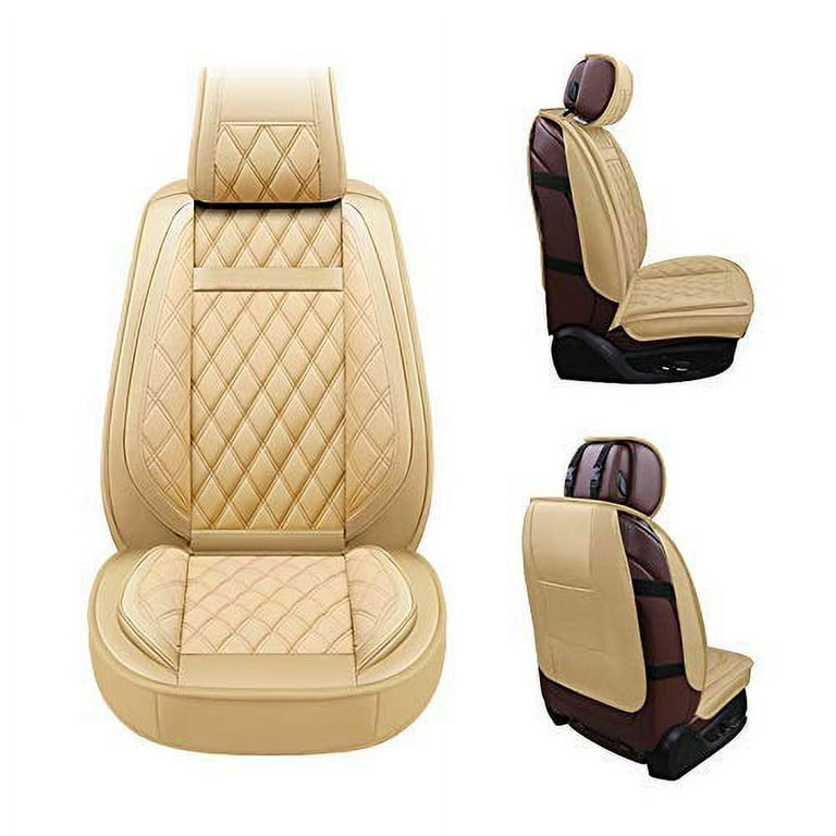 Oasis Auto Car Seat Covers Accessories 2 Piece Front Premium Nappa Leather Cushion Protector Universal Fit for Most Cars SUV Pickup Truck
