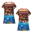 thumbnail image 5 of Salouo Animals On Noah's Ark2 Print Short Sleeve Sleepshirt for Womens Comfy Nightgown Scoopneck Cute Nightdress Ruffle -Small, 5 of 7