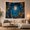 Snowy Lantern Pines, variant on Full Moon Over Night Forest with Starry Sky, Mystical Celestial for Nature Lovers, Celestial Wall Art, Housewarming Gift, Tapestry Wall Hanging for Bedroom and Living Room